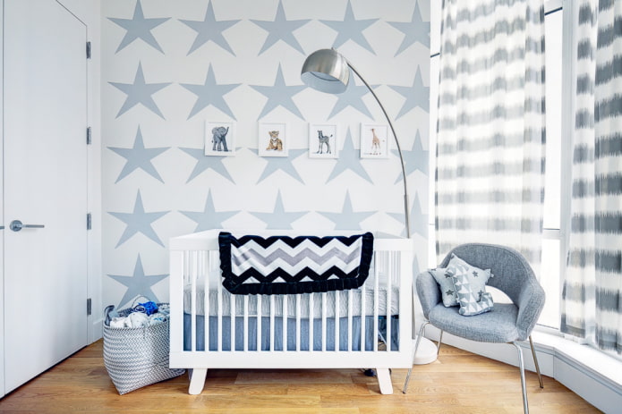 white crib for a baby in the interior