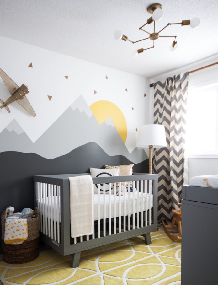 gray baby cot
