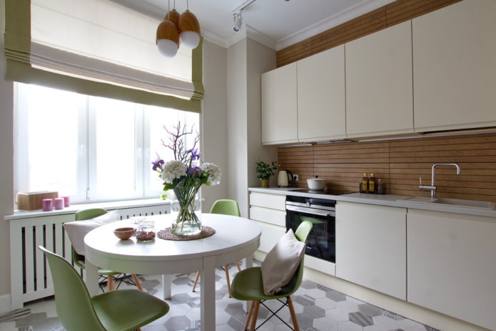 round white table in the kitchen interior