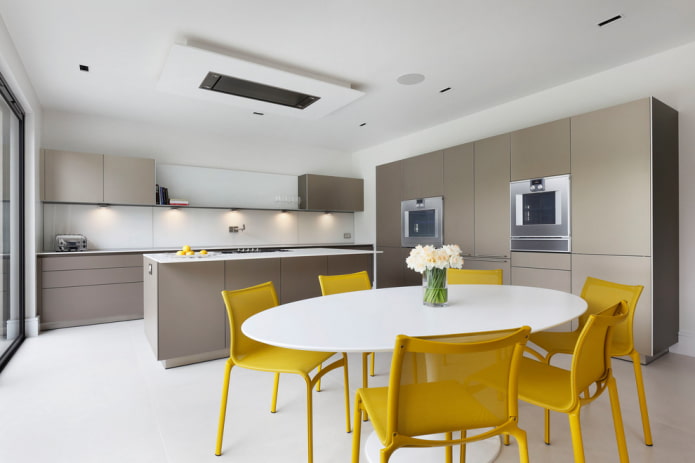 oval table in the kitchen interior