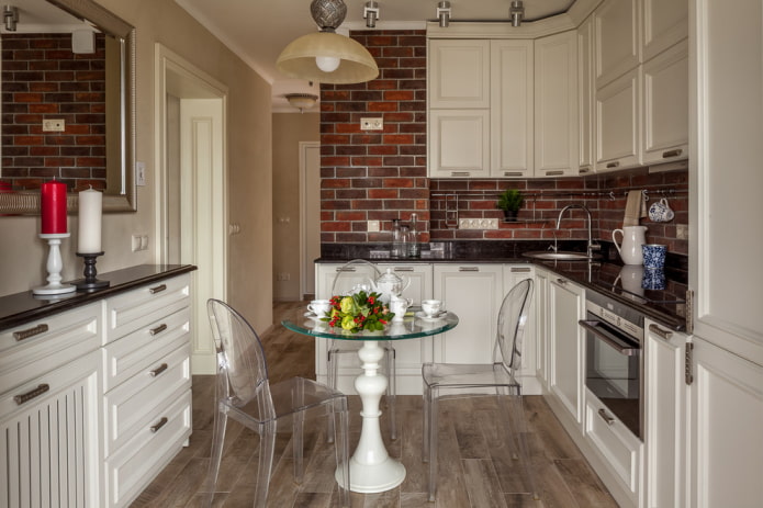 table on one leg in the kitchen interior
