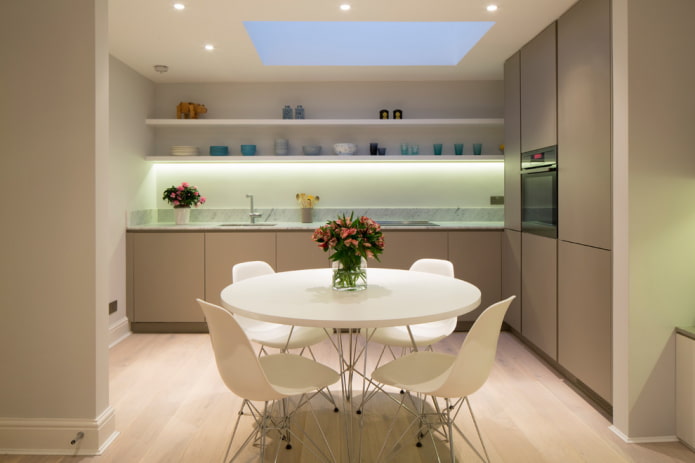round plastic table in the kitchen