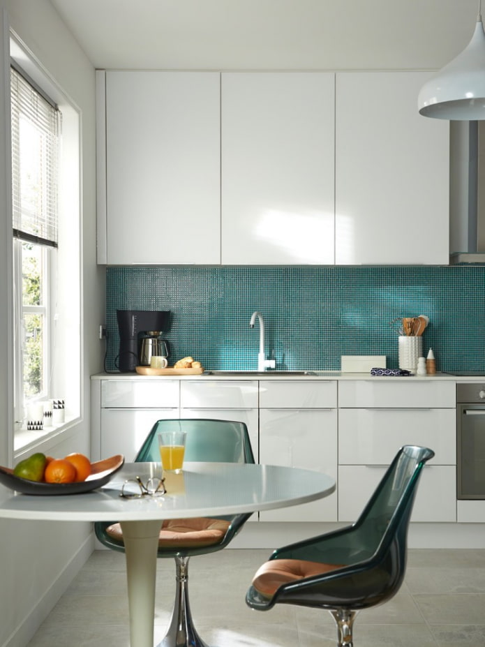 semicircular table in the kitchen interior