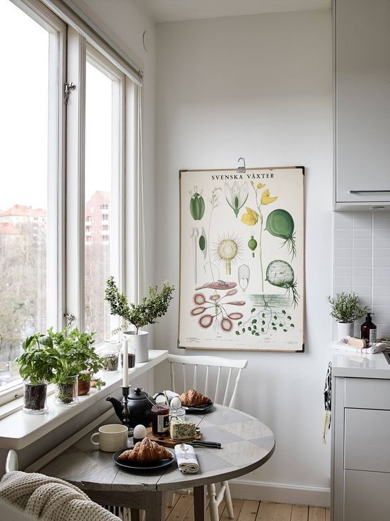 semicircular table in the kitchen interior