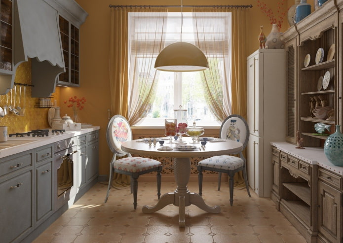 round table in the kitchen in the Provence style