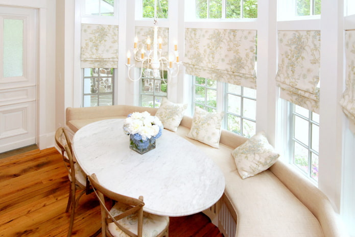 oval table in the kitchen interior
