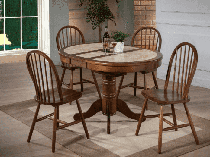 table with tiles in the kitchen interior