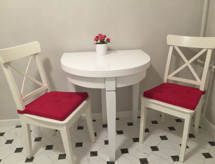 semicircular table in the kitchen interior