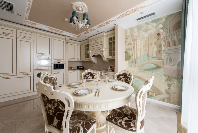 round table in a classic style kitchen