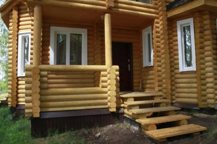 porch of a log house