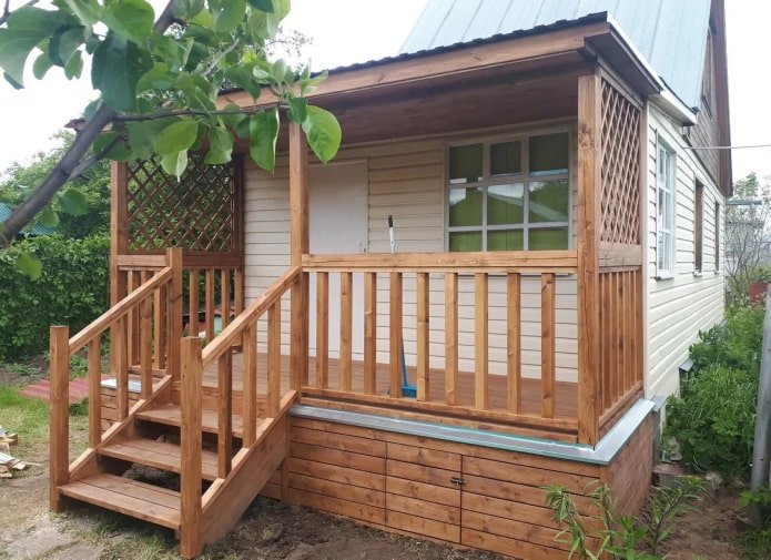 wooden porch at the dacha