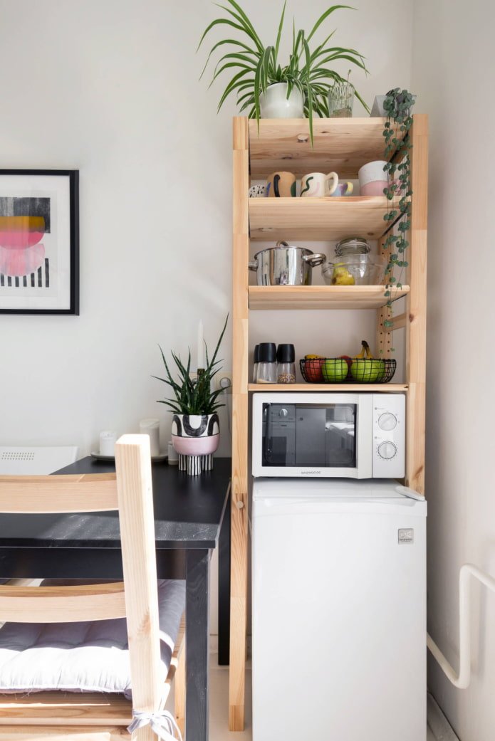 Microwave oven on the refrigerator