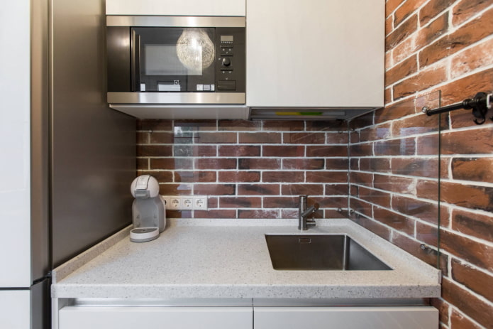 Microwave above the countertop