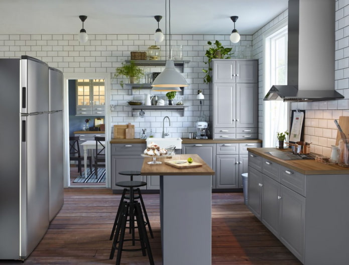 gray kitchen in Scandinavian style