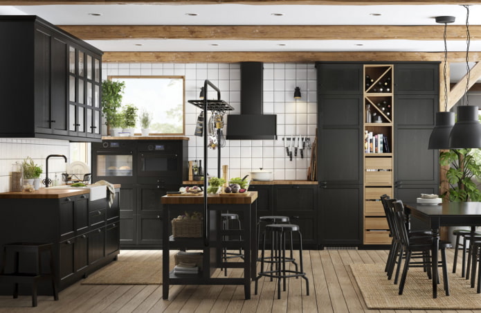 black wood kitchen