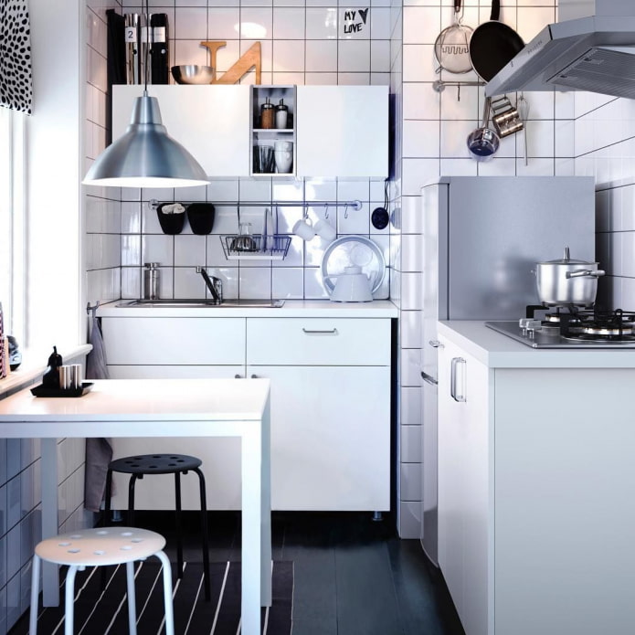 white tiles in the kitchen