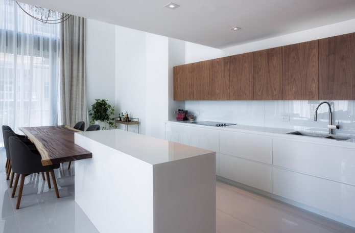 Kitchen with wooden facades