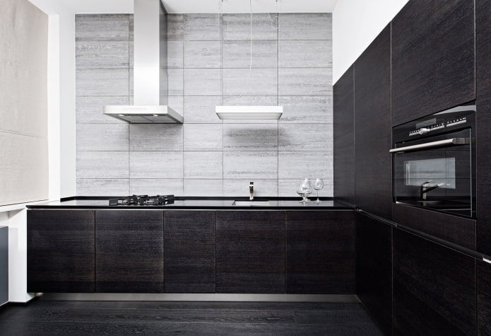 A backsplash of tiles across the entire wall