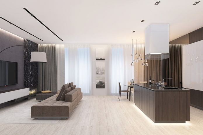 Kitchen combined with a room