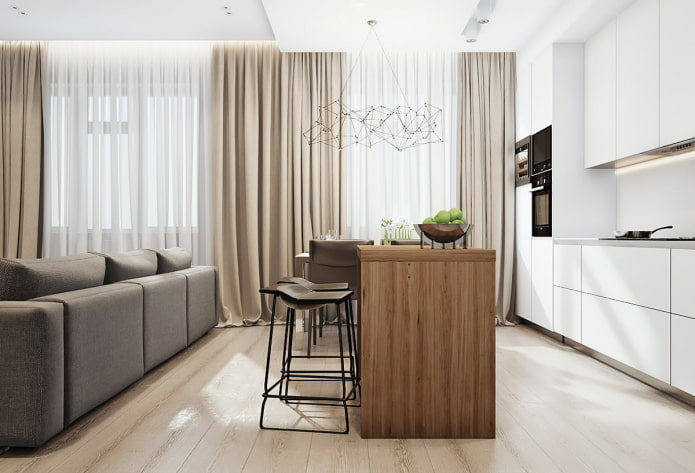 Kitchen with an island-table
