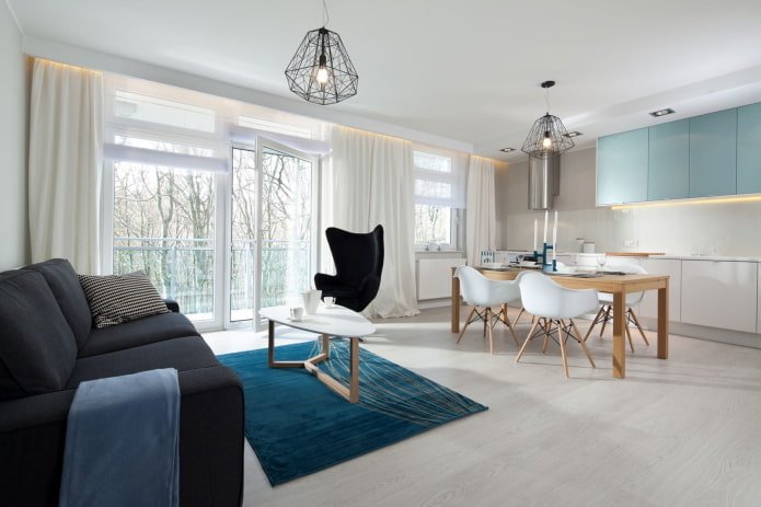 Kitchen-living room in a minimalist style