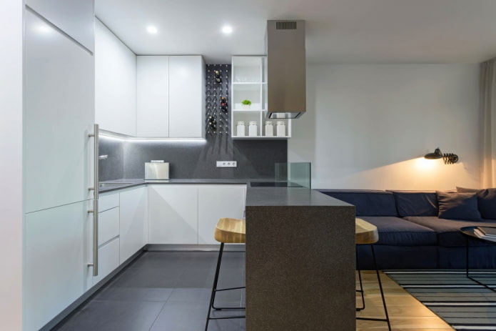 Small studio in minimalist style
