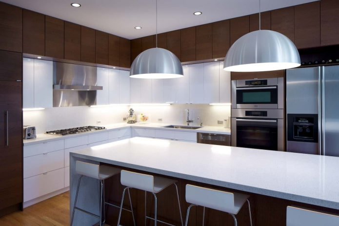 lighting in the interior of the kitchen in the modern style