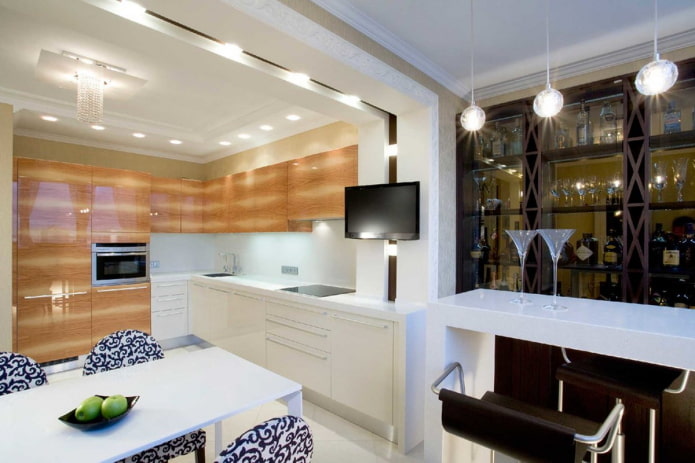 lighting in the interior of the kitchen in the modern style