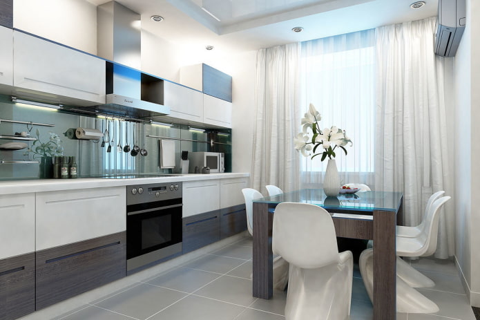 design of a dining group in the kitchen in the style of modern