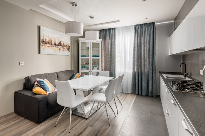 design of a dining group in the kitchen in the style of modern