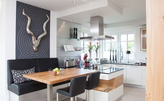 design of a dining group in the kitchen in the style of modern