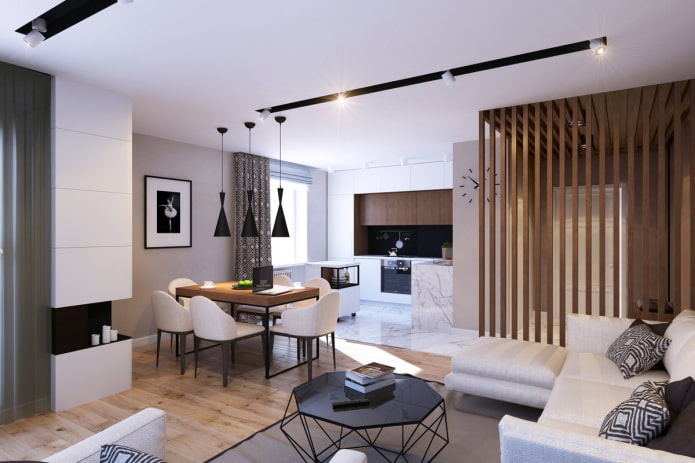modern kitchen-living room interior