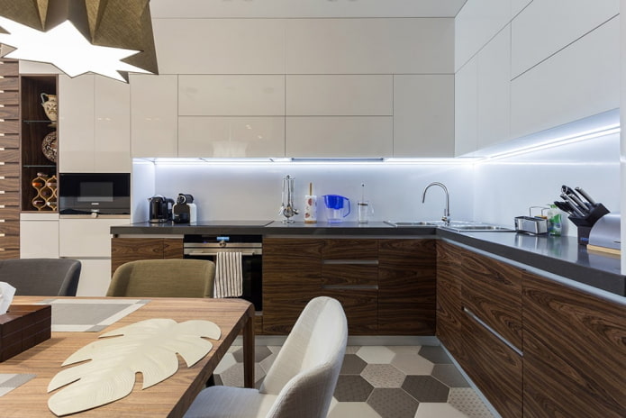 lighting in the interior of the kitchen in the Art Nouveau style
