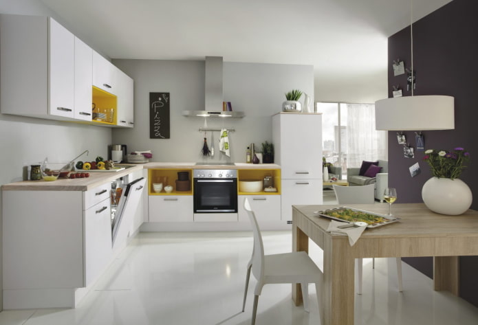 decor in the interior of the kitchen in the style of modernism