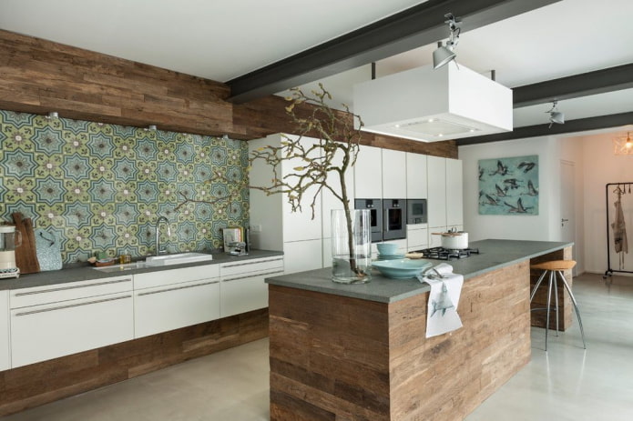 decor in the interior of the kitchen in the style of modernism