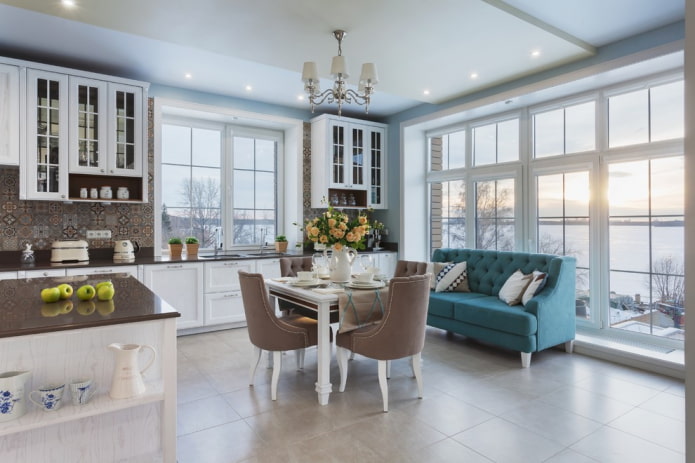 Panoramic windows on kitchen