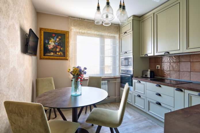 Small kitchen with a round table