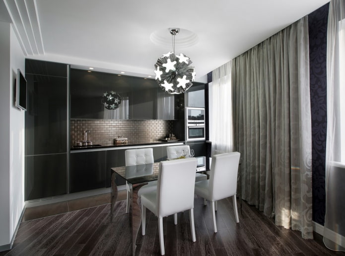 Black glossy kitchen set