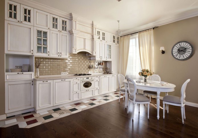 white table in the kitchen interior