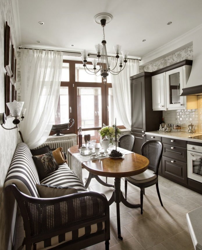 classic kitchen with a sofa