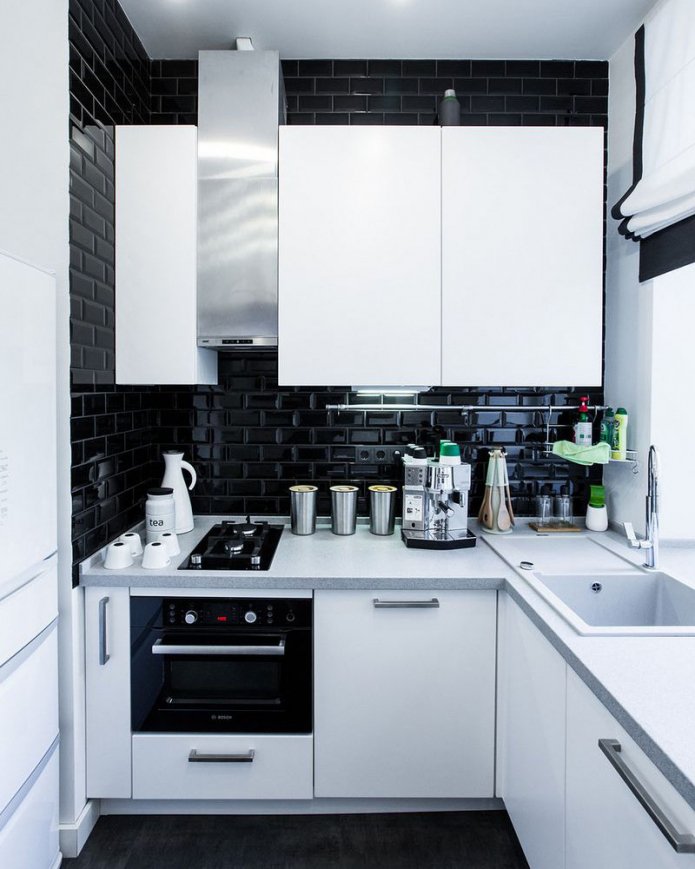 black and white kitchen