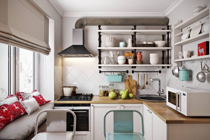 kitchen without upper cabinets
