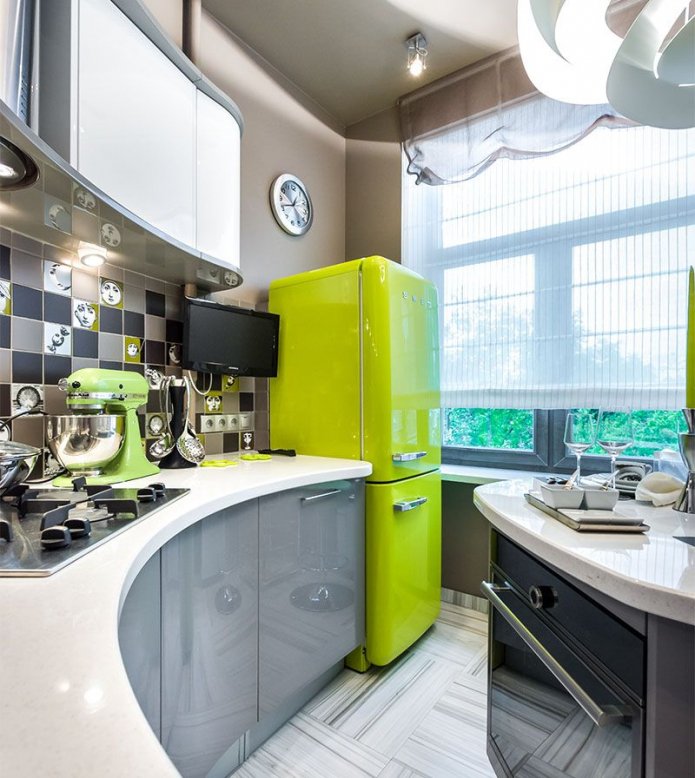 bright refrigerator in the interior