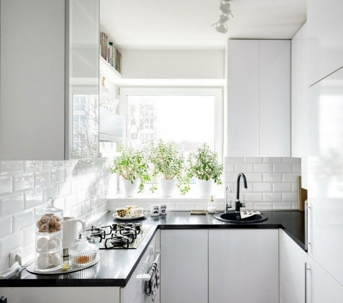 small kitchen with a U-shaped set