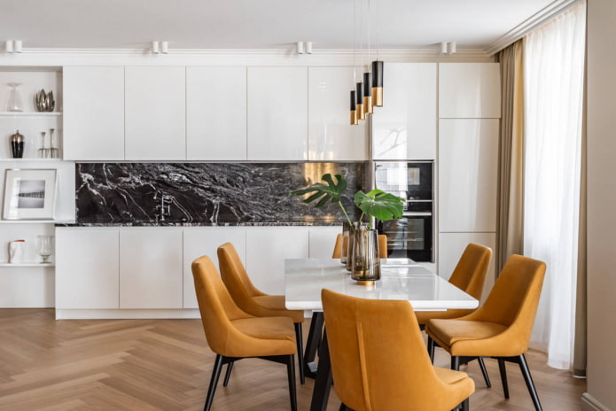 white kitchen without handles
