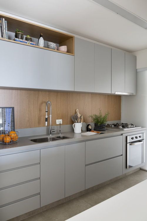 gray kitchen with matte facades