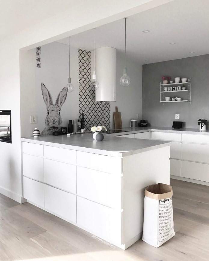 gray kitchen without a top