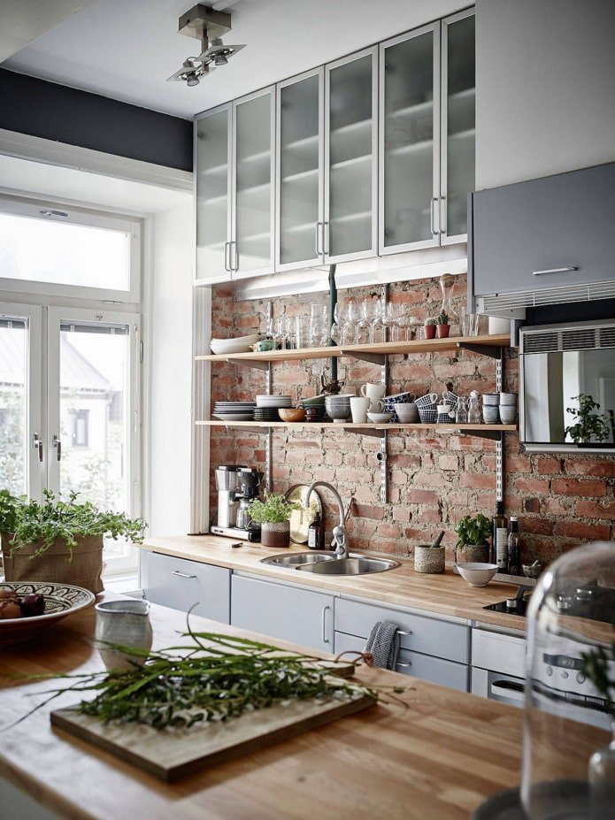raw brick in the kitchen