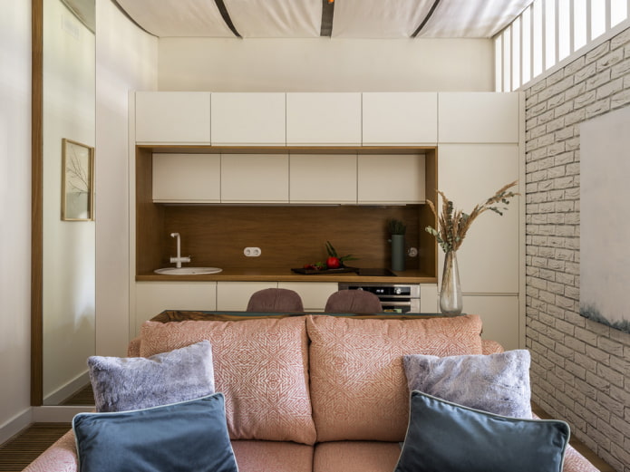 furniture set in the interior of the kitchen-living room