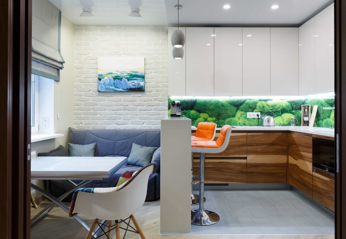 furniture set in the interior of the kitchen-living room